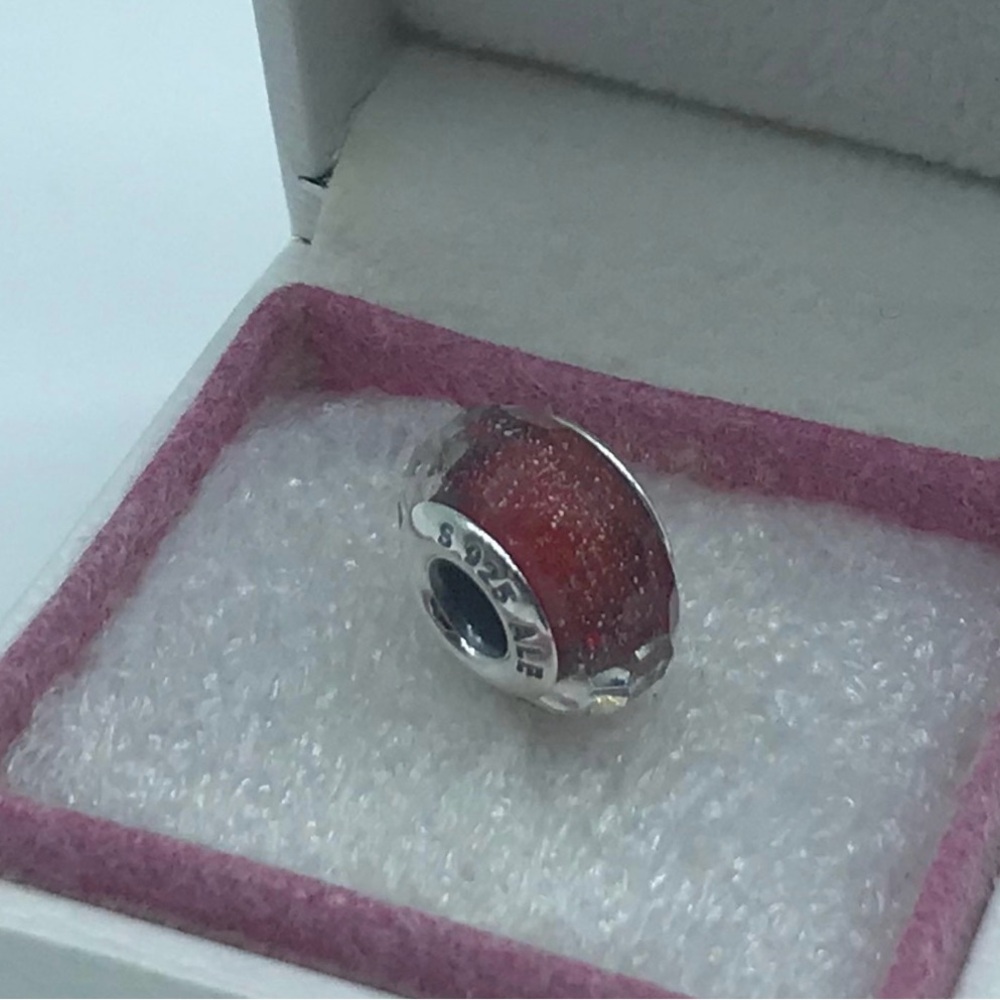 Pandora Red Twinkle Murano Glass Charm Silver S925 ALE #796388 (M4-5)